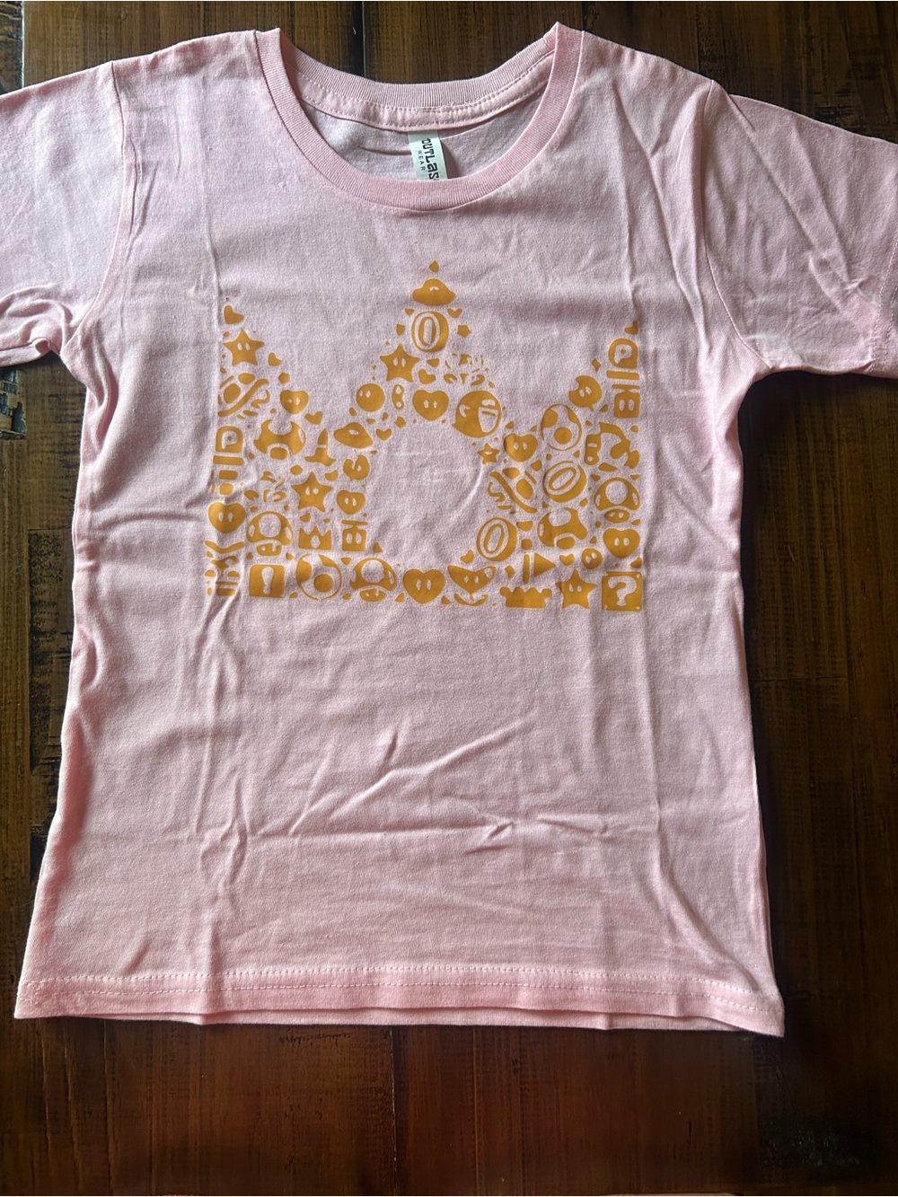Kids Pink Graphic Crown Mario Themed Tee